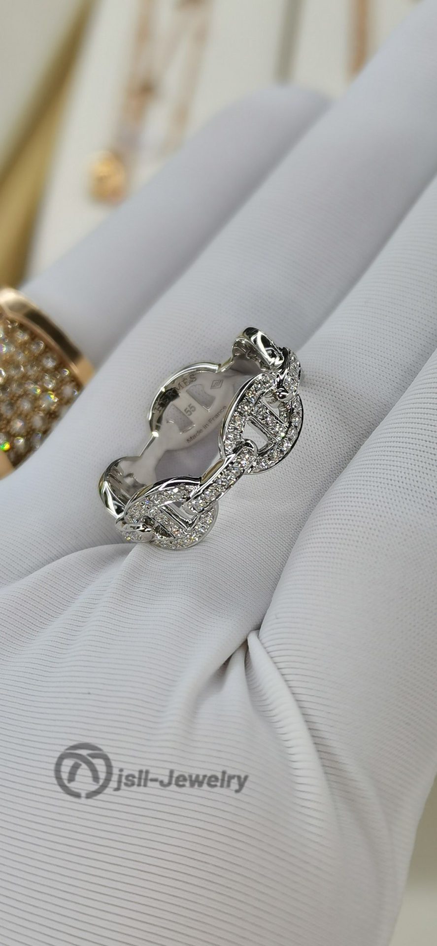 Jsll-Jewelry | 18K white gold pig nose diamond ring