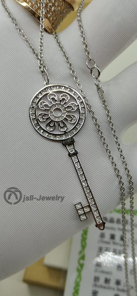 Jsll-Jewelry | 18K white gold and diamond key necklace