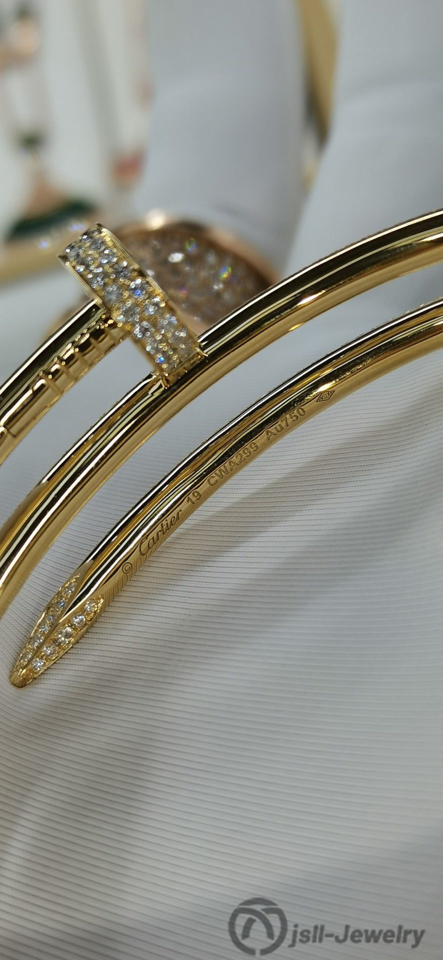 Jsll-Jewelry | 18-karat gold with diamonds, three-ring nail bracelet