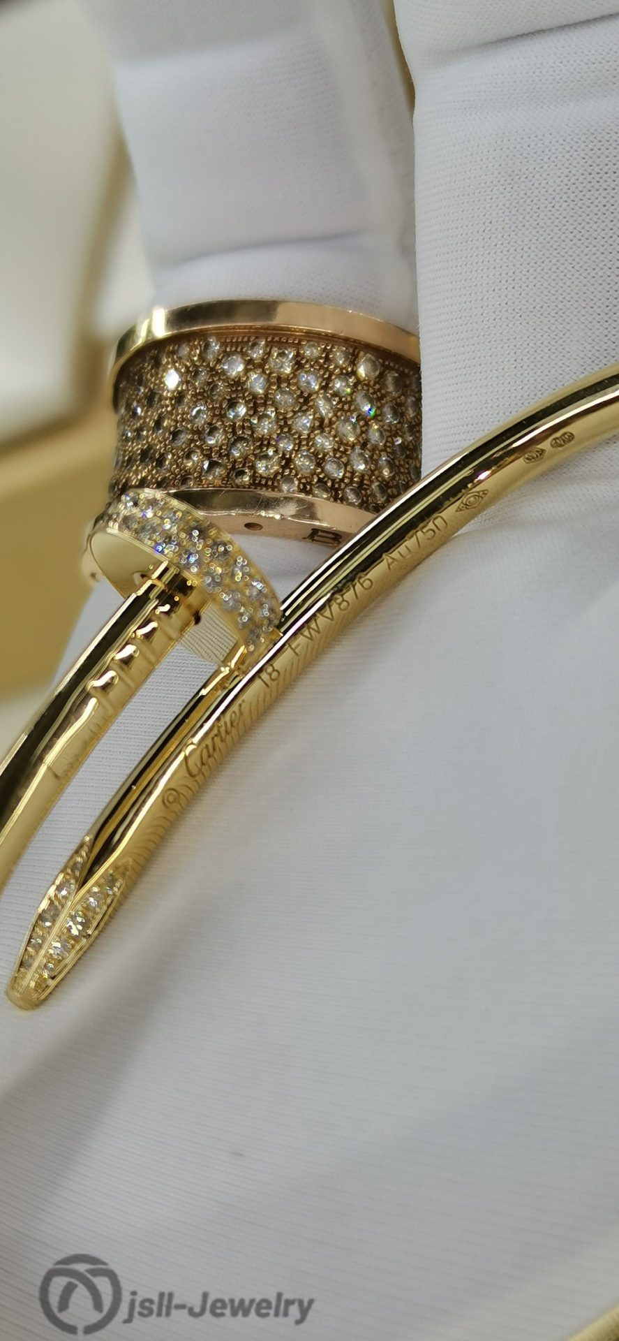 Jsll-Jewelry | 18K gold, diamond iron nail bracelet