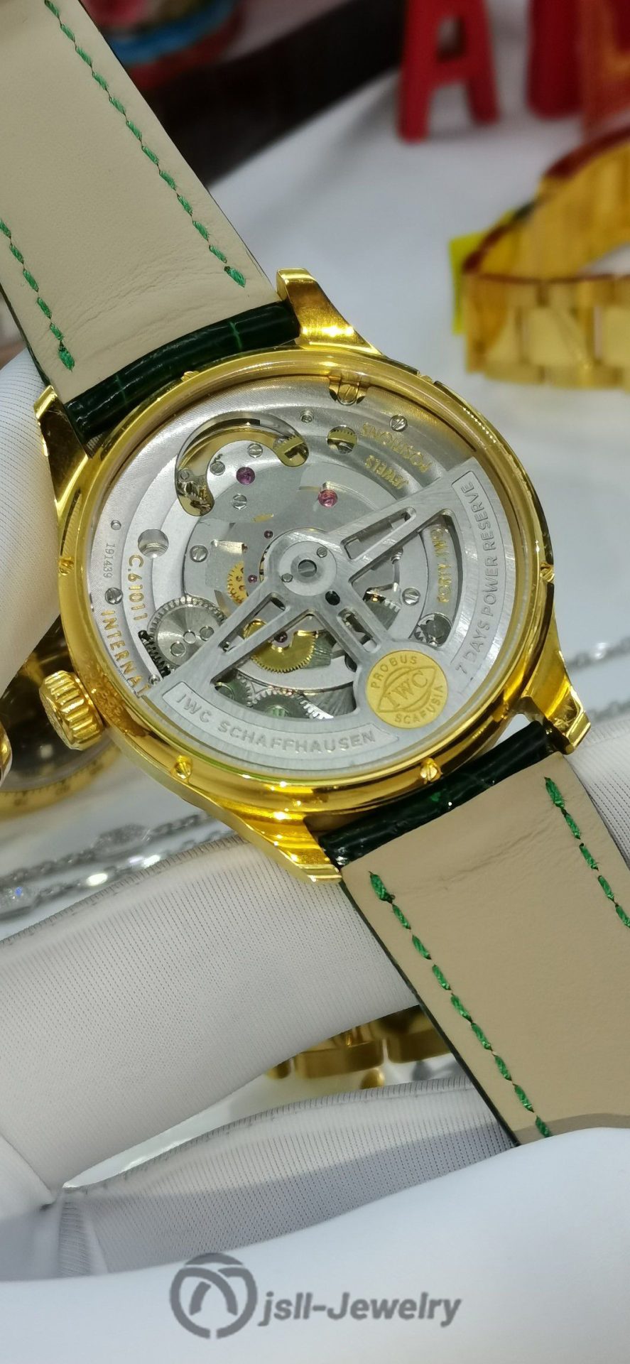 Jsll-Jewelry | Green Shirt Reverse Calendar Watch (Gold plated)