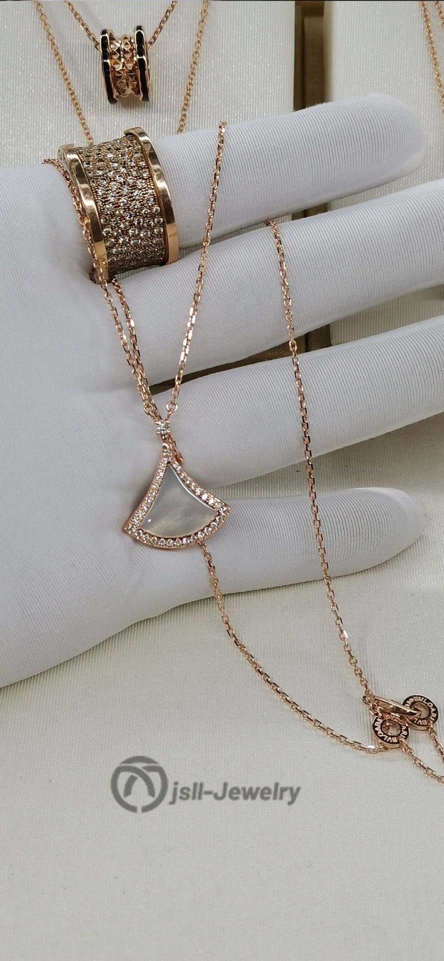 Jsll-Jewelry | 18K rose gold dress necklace with diamonds