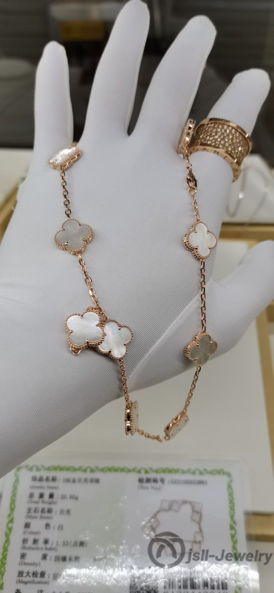 Jsll-Jewelry | Lucky 10 flower necklace, inlaid with white mothershell, 18K rose gold edition!