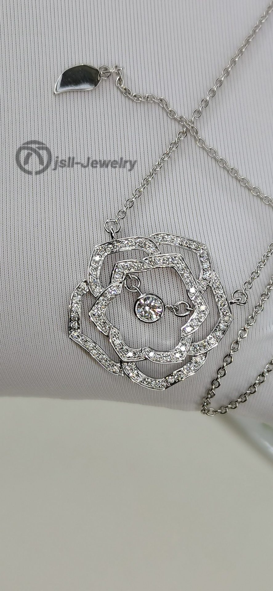 Jsll-Jewelry | 18K white gold necklace with diamond and rose gold