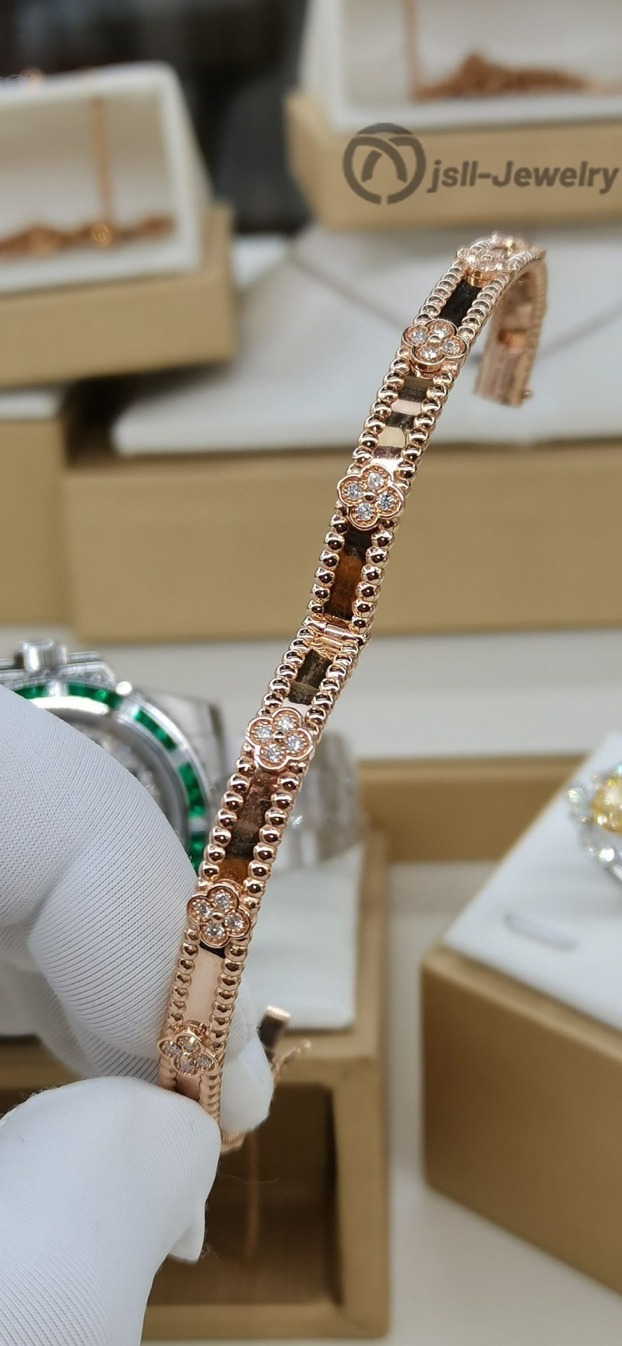 Jsll-Jewelry | 18-karat rose gold bracelet with all flowers and stars