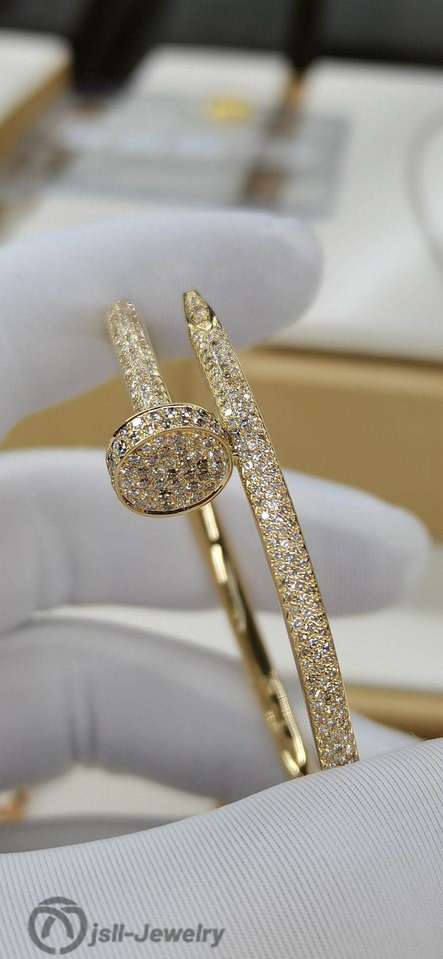 Jsll-Jewelry | 18K gold, diamond iron nail bracelet