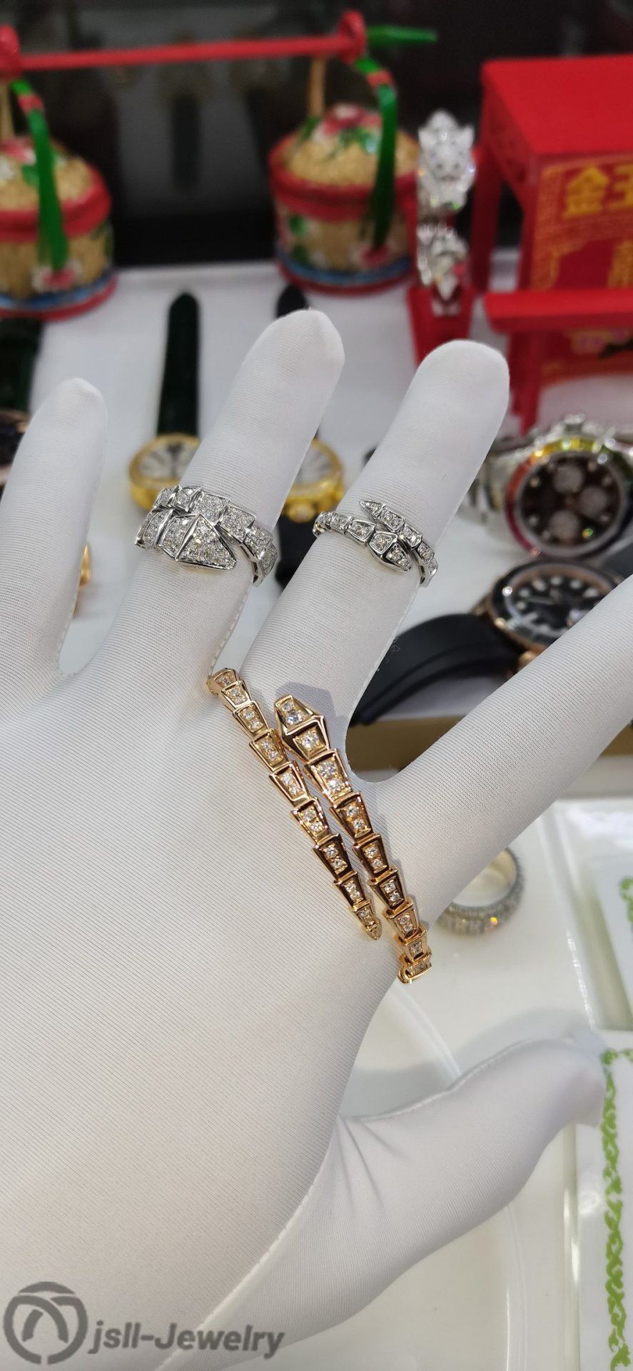 Jsll-Jewelry | Classic large snake,small snake diamond ring