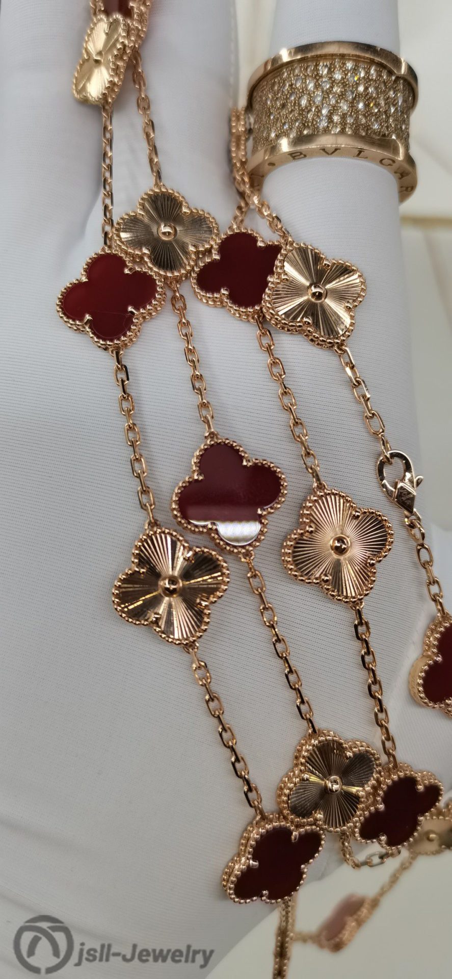 Jsll-Jewelry | 18-karat rose gold, sweater chain 20-flower four-leaf clover necklace