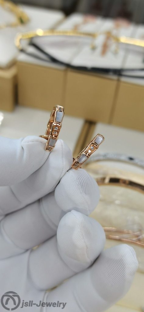 Jsll-Jewelry | 18K rose gold  diamond snake-scale earrings