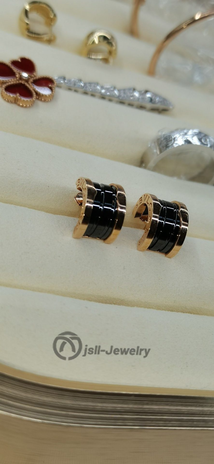 Jsll-Jewelry | 18K rose gold  black ceramic stud earrings