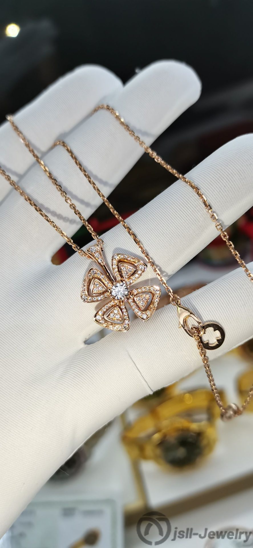 Jsll-Jewelry | 18K rose gold necklace set with diamonds