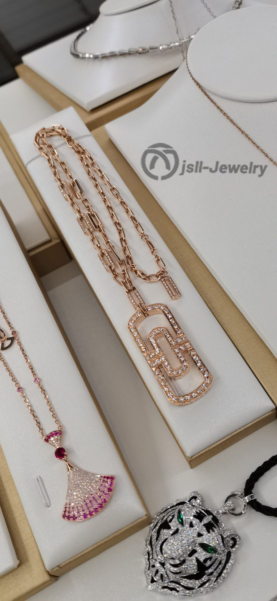 Jsll-Jewelry | 18K rose gold with diamonds, paper clip necklace