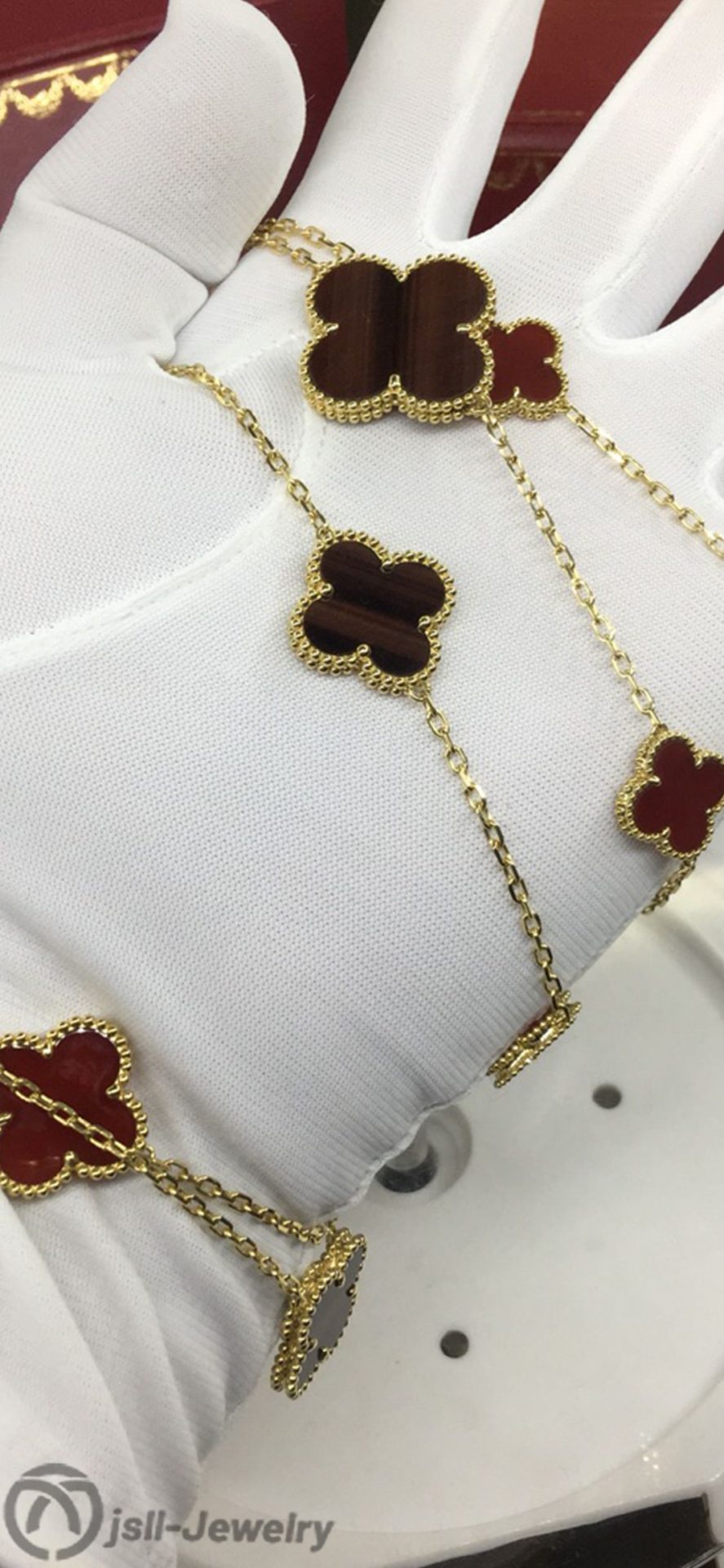 Jsll-Jewelry | 18-karat gold, extra long 16-flower four-leaf clover necklace