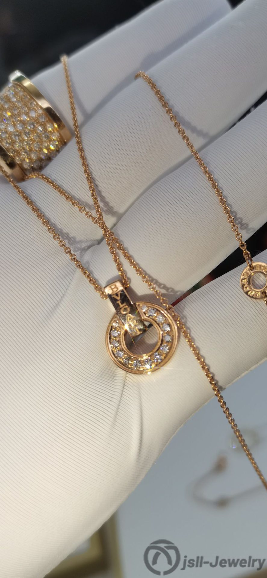 Jsll-Jewelry | 18K rose gold necklace set with diamonds