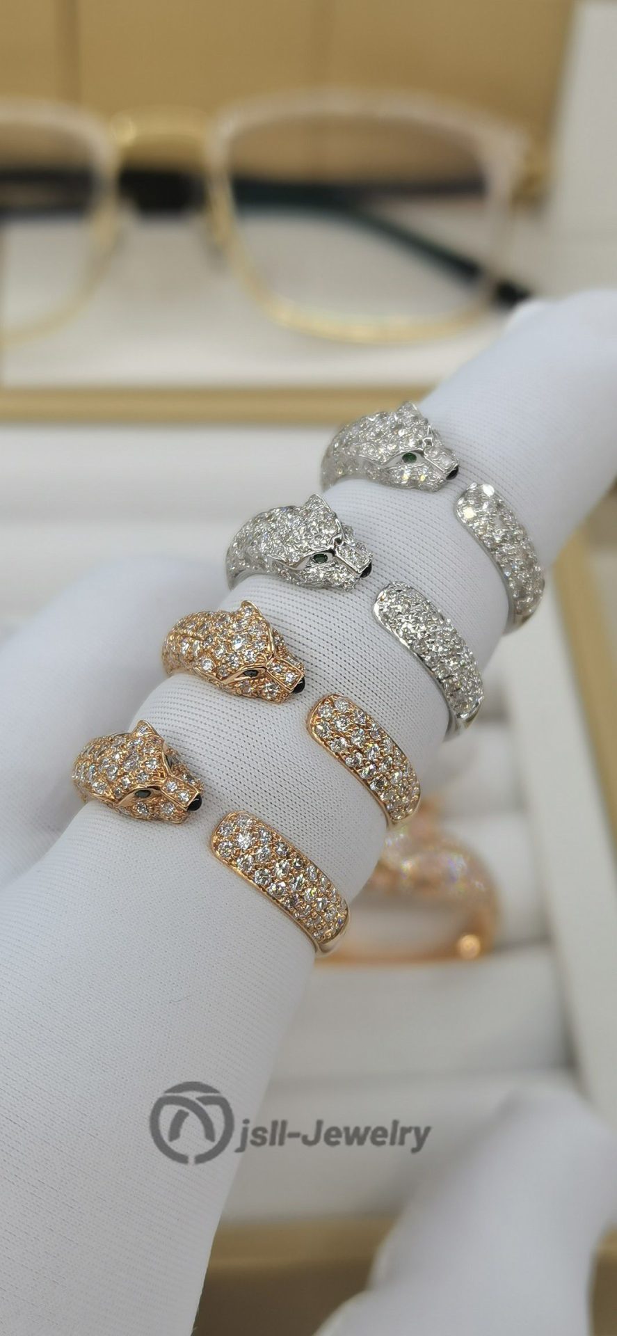 Jsll-Jewelry | Luxury Full Star narrow version leopard head diamond ring