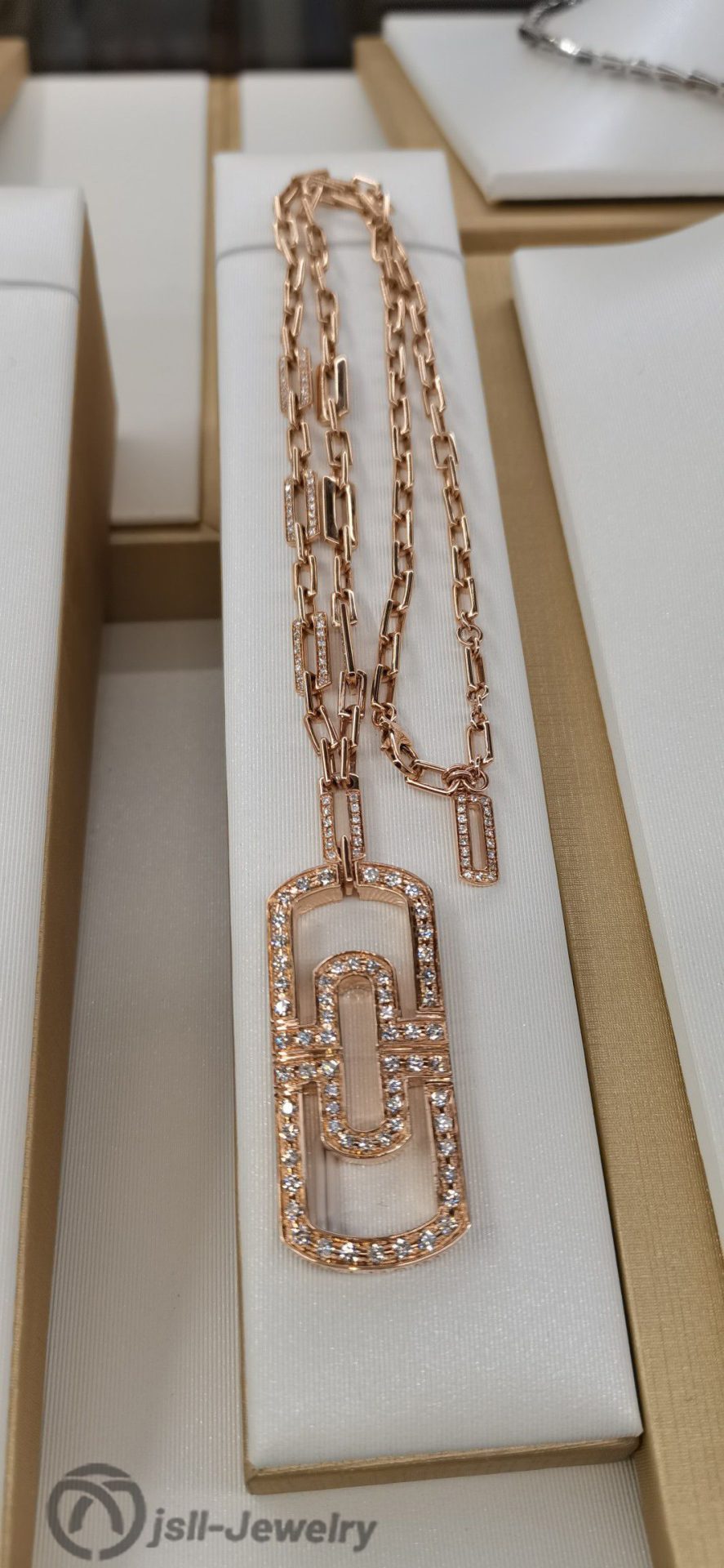 Jsll-Jewelry | 18K rose gold with diamonds, paper clip necklace