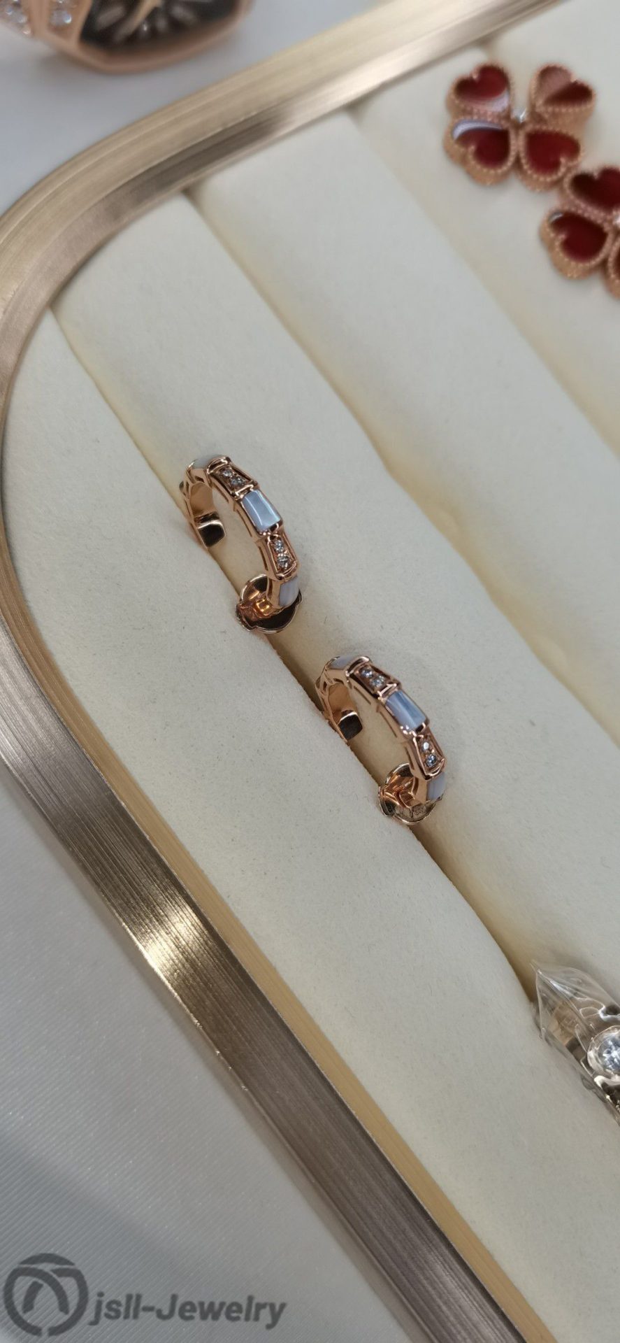 Jsll-Jewelry | 18K rose gold  diamond snake-scale earrings