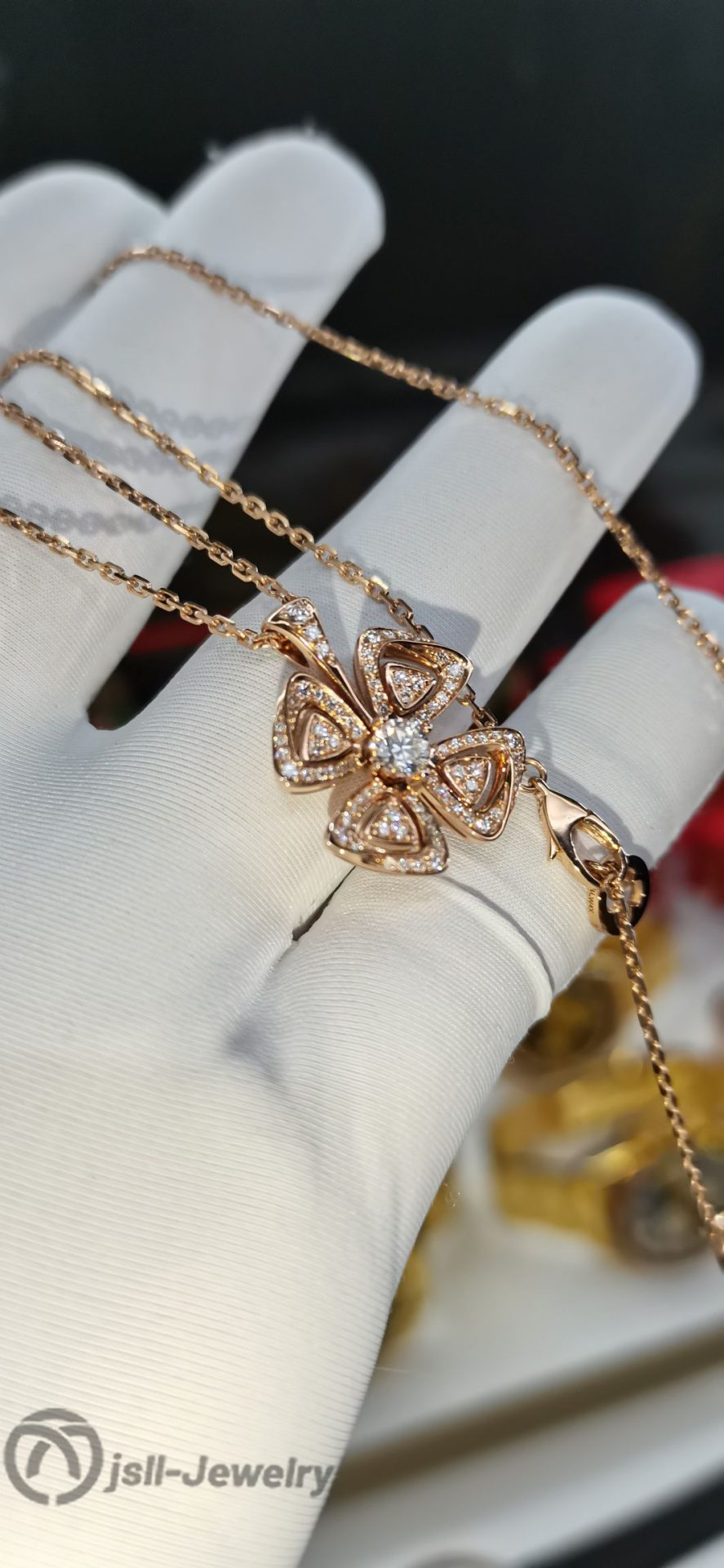 Jsll-Jewelry | 18K rose gold necklace set with diamonds