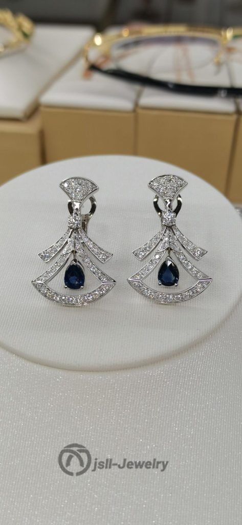 Jsll-Jewelry | 18K white gold with diamonds, sapphire skirt earrings