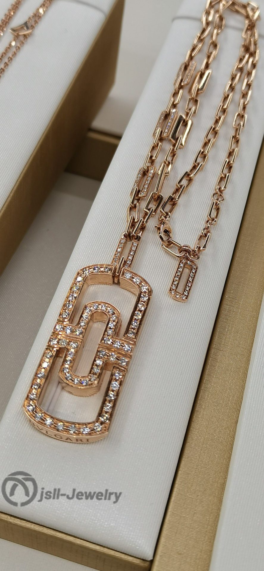 Jsll-Jewelry | 18K rose gold with diamonds, paper clip necklace