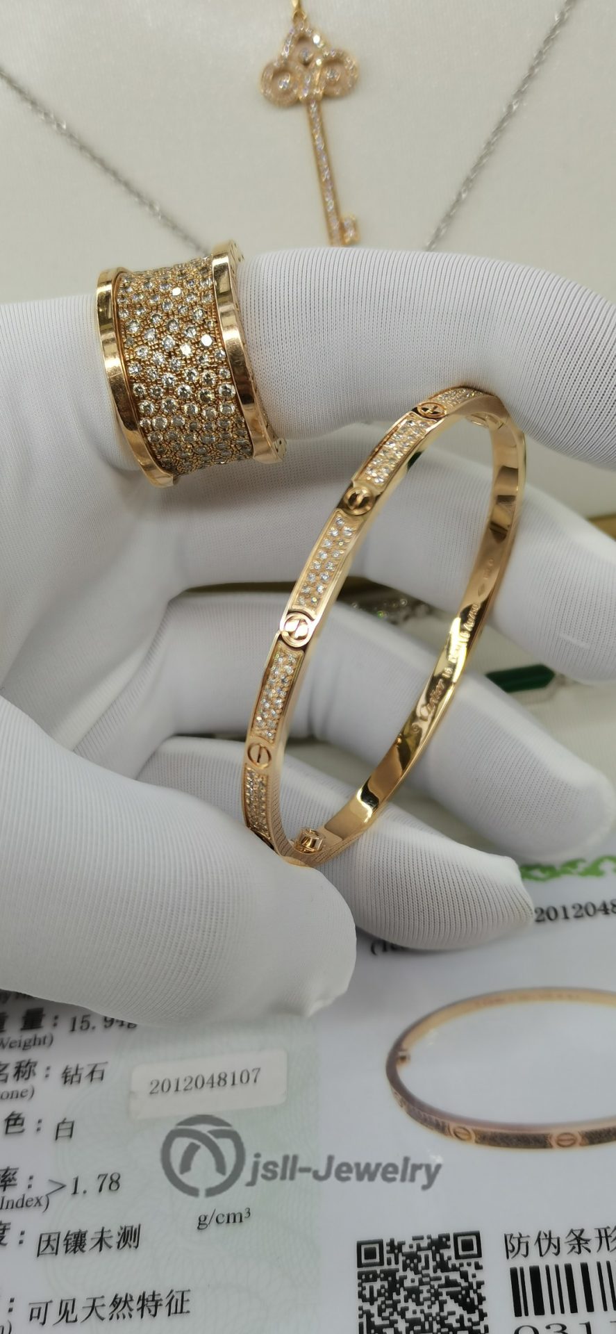 Jsll-Jewelry | 18-karat rose gold with diamonds, leopard head half diamond bracele