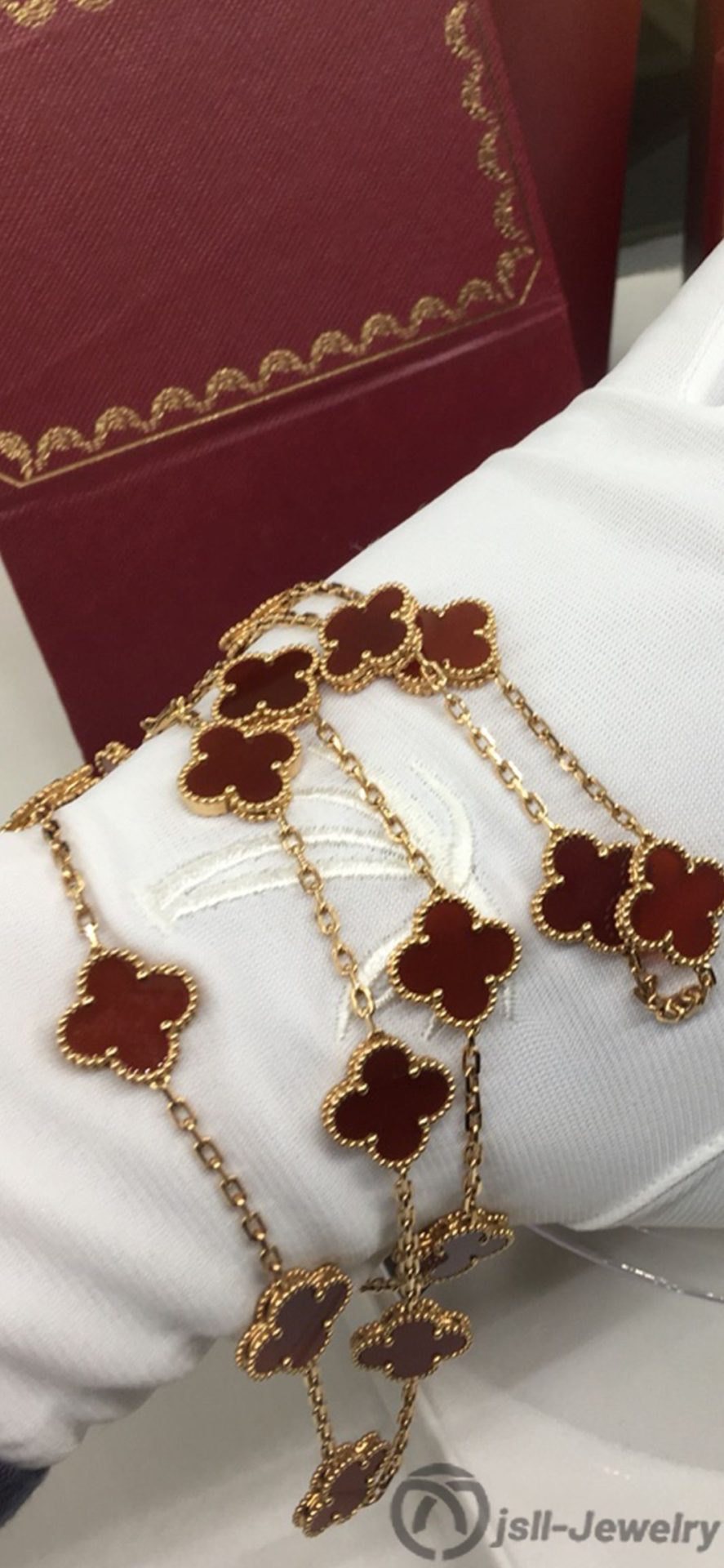 Jsll-Jewelry | 18-karat rose gold super long 20-flower four-leaf clover necklace