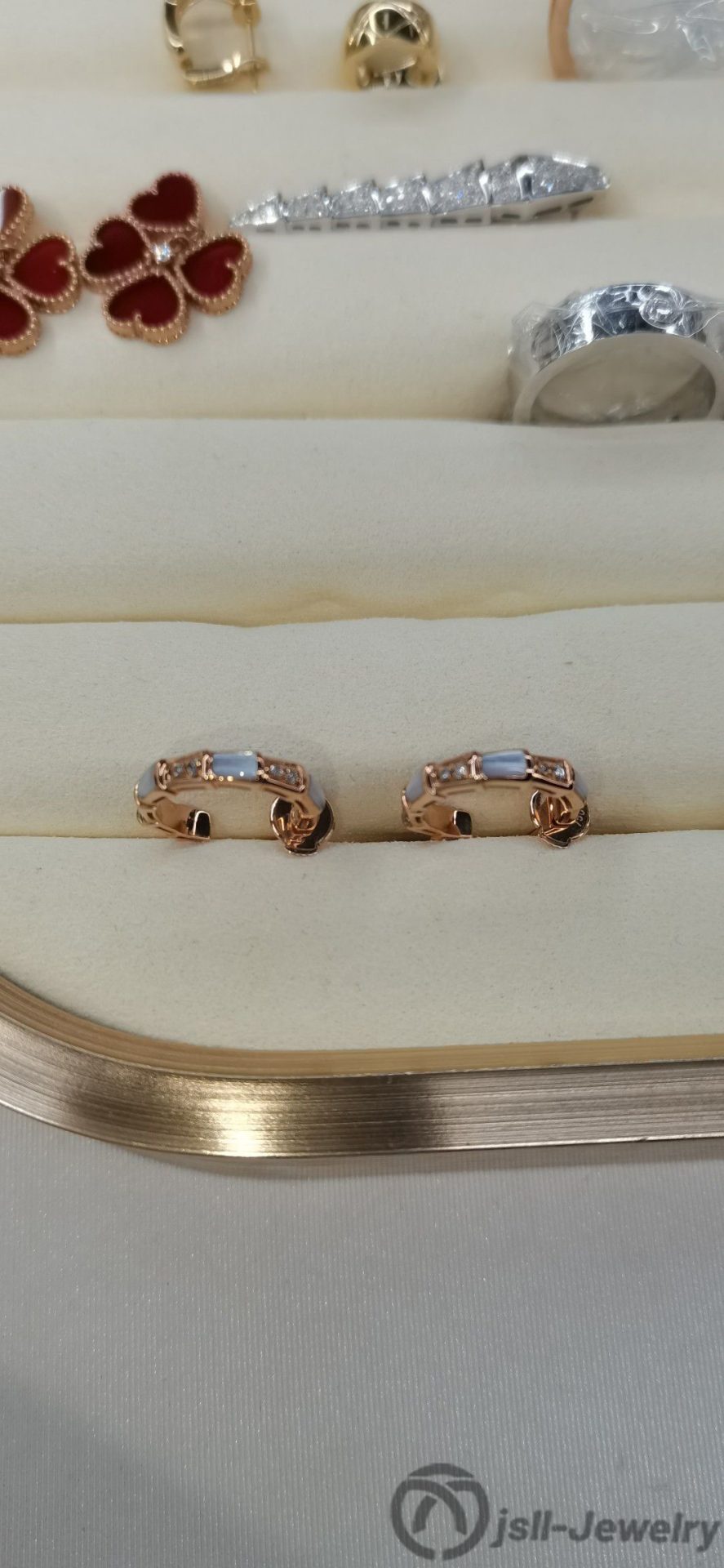 Jsll-Jewelry | 18K rose gold  diamond snake-scale earrings