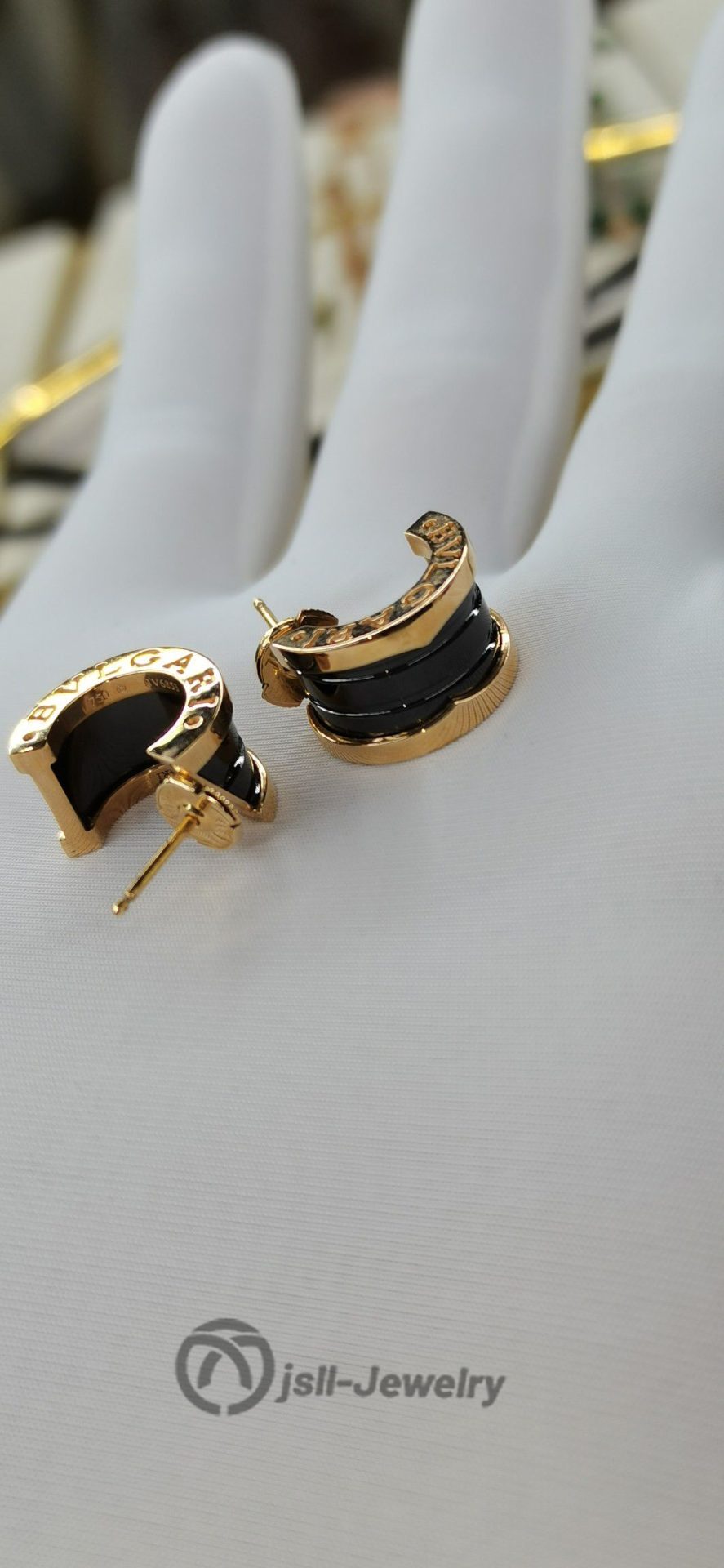 Jsll-Jewelry | 18K rose gold  black ceramic stud earrings