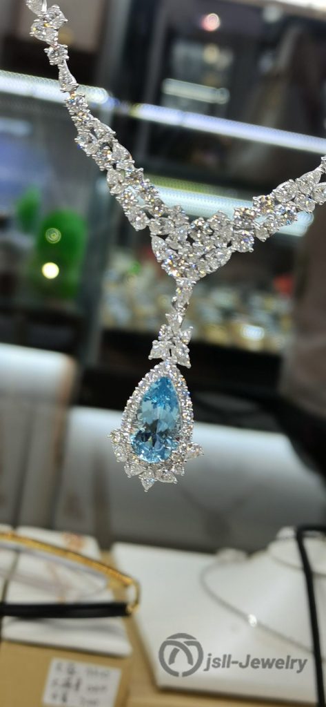 Jsll-Jewelry | 18K white gold, aquamarine, diamond necklace