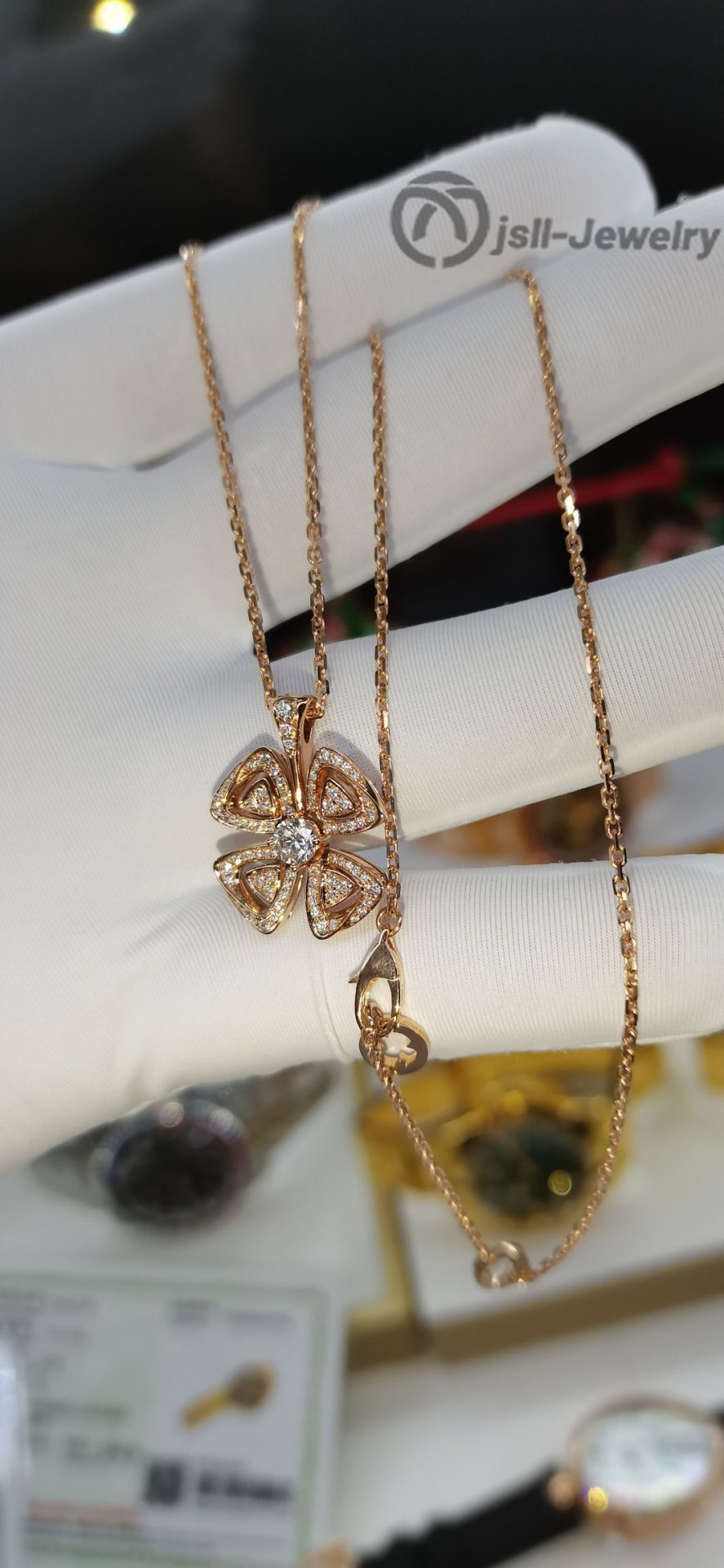 Jsll-Jewelry | 18K rose gold necklace set with diamonds