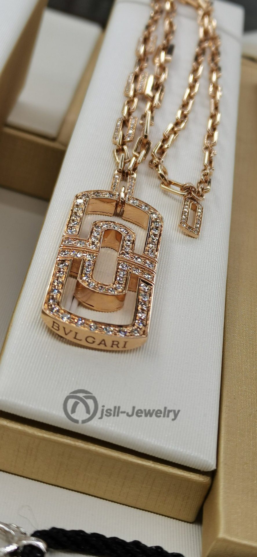 Jsll-Jewelry | 18K rose gold with diamonds, paper clip necklace