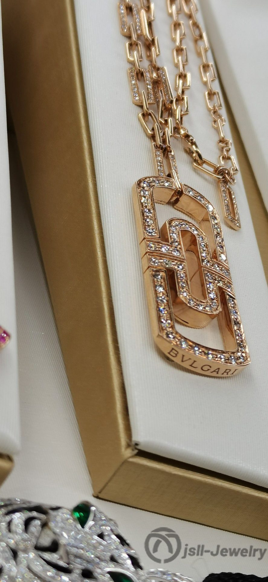 Jsll-Jewelry | 18K rose gold with diamonds, paper clip necklace