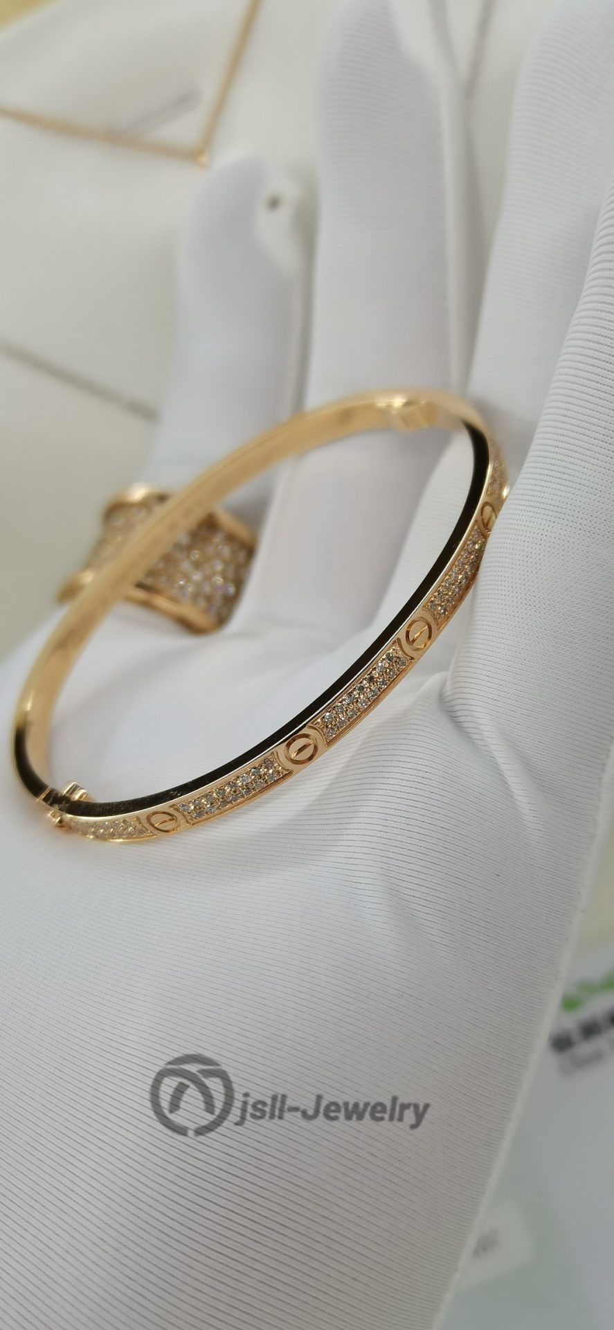 Jsll-Jewelry | 18-karat rose gold with diamonds, leopard head half diamond bracele