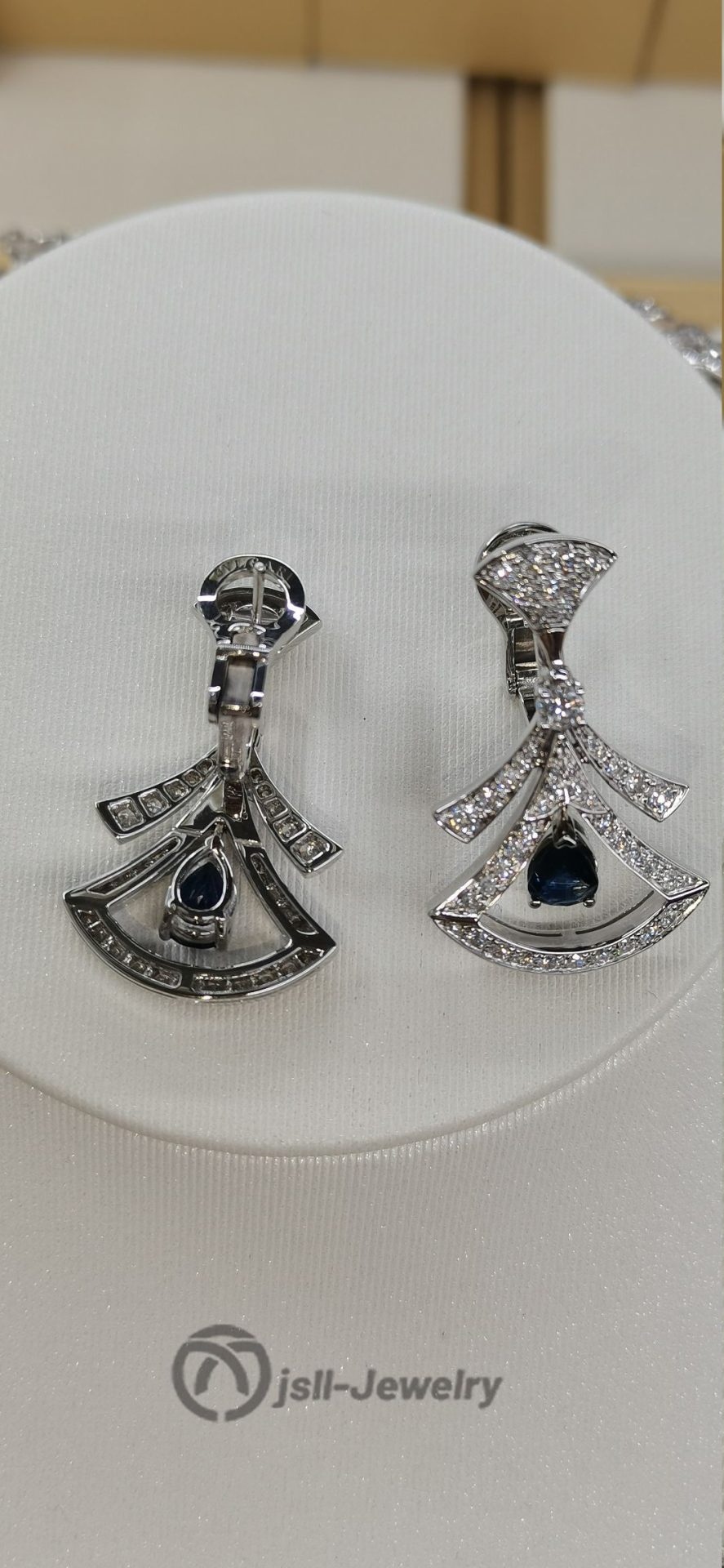 Jsll-Jewelry | 18K white gold with diamonds, sapphire skirt earrings