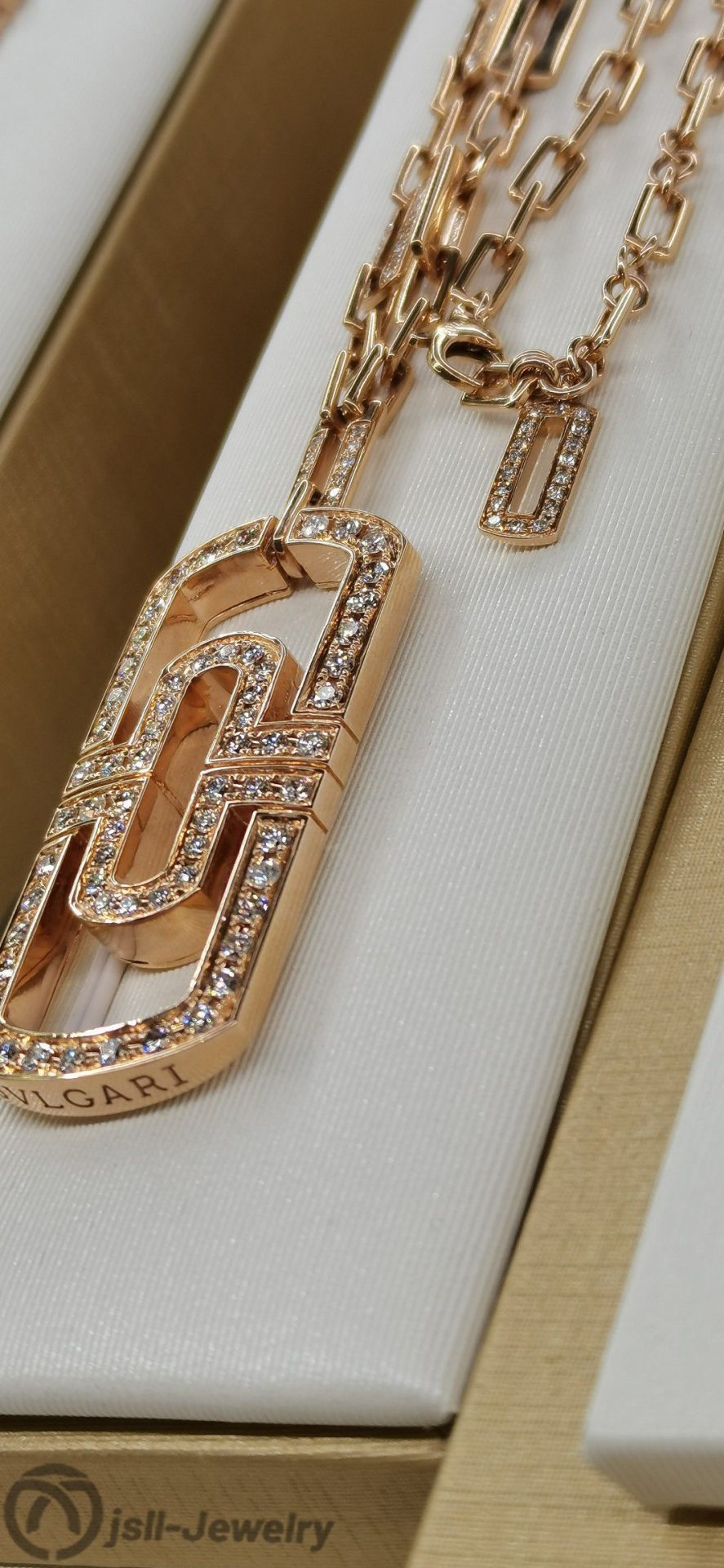 Jsll-Jewelry | 18K rose gold with diamonds, paper clip necklace