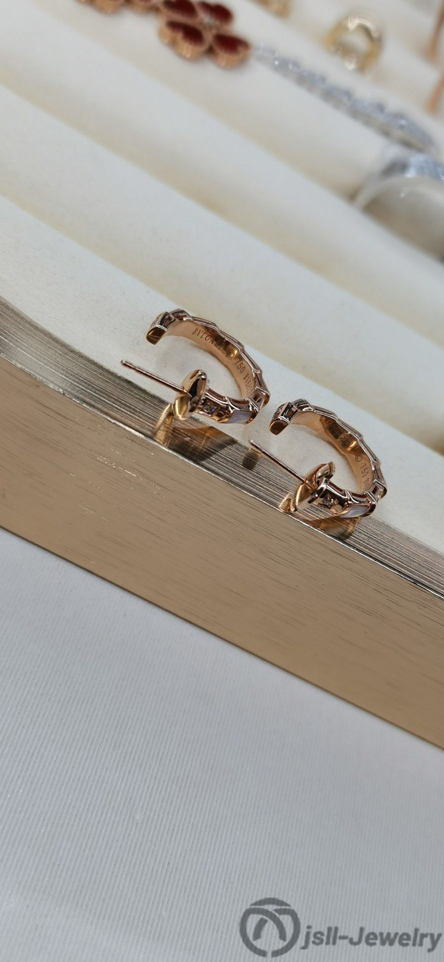 Jsll-Jewelry | 18K rose gold  diamond snake-scale earrings