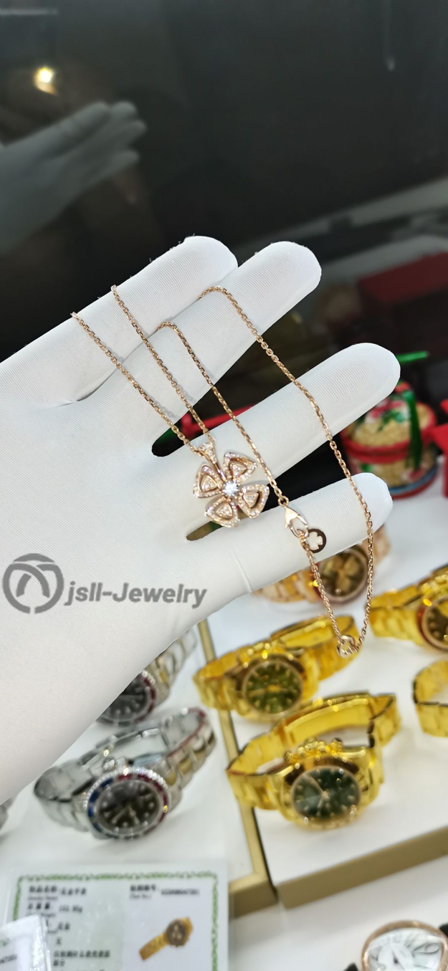 Jsll-Jewelry | 18K rose gold necklace set with diamonds