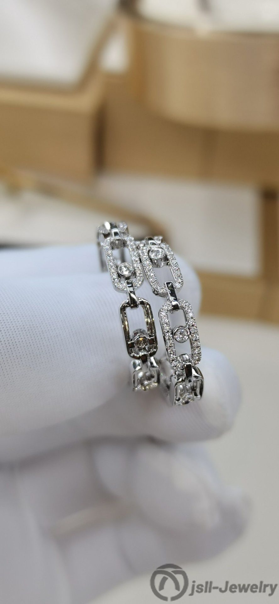 Jsll-Jewelry | 18K white gold set with diamonds, smart diamond earrings