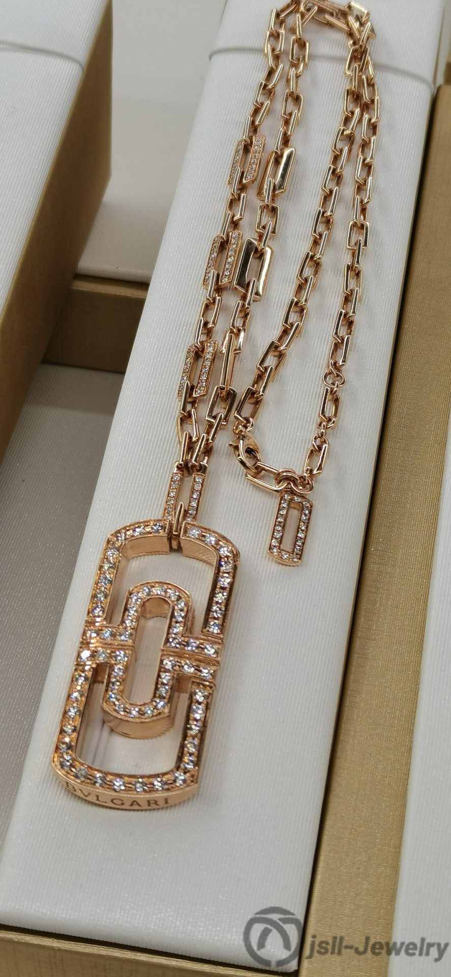 Jsll-Jewelry | 18K rose gold with diamonds, paper clip necklace