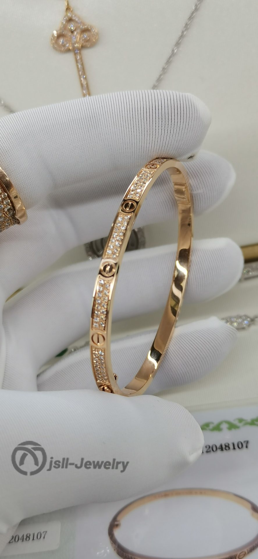 Jsll-Jewelry | 18-karat rose gold with diamonds, leopard head half diamond bracele