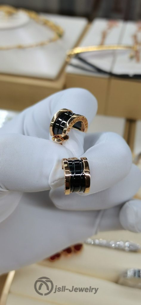 Jsll-Jewelry | 18K rose gold  black ceramic stud earrings