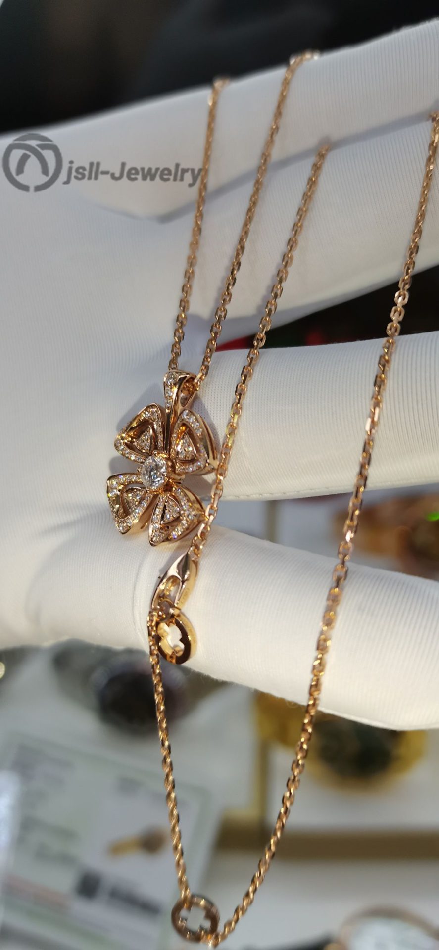 Jsll-Jewelry | 18K rose gold necklace set with diamonds