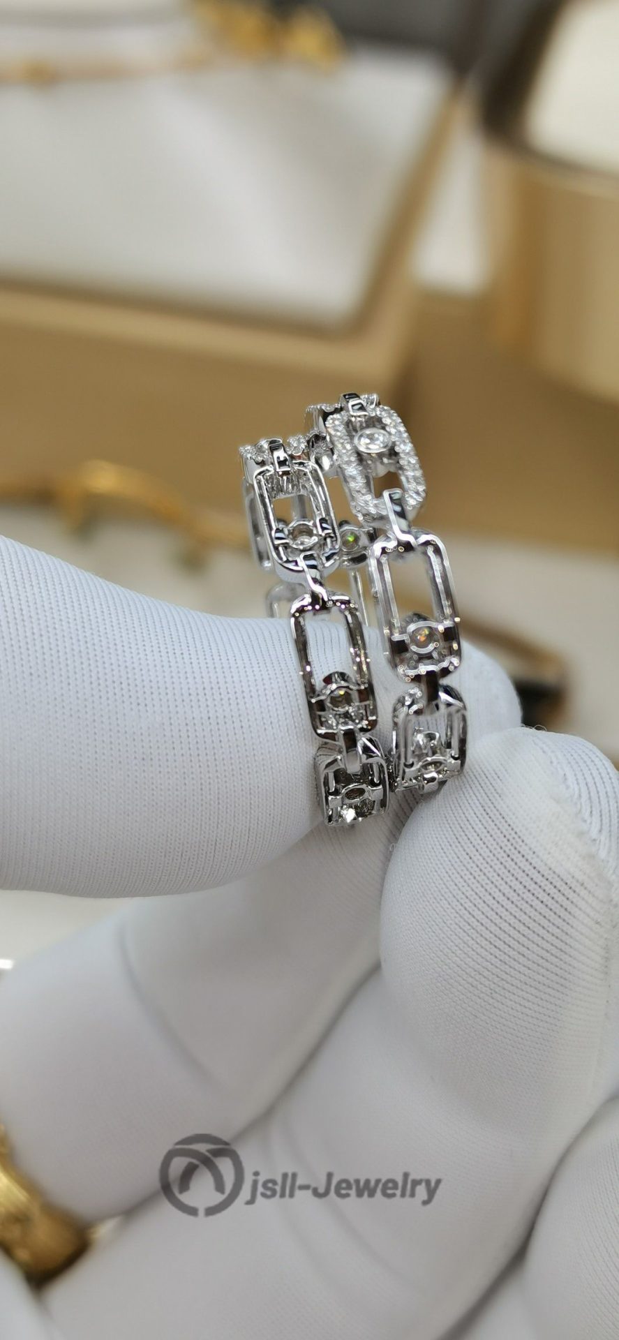 Jsll-Jewelry | 18K white gold set with diamonds, smart diamond earrings