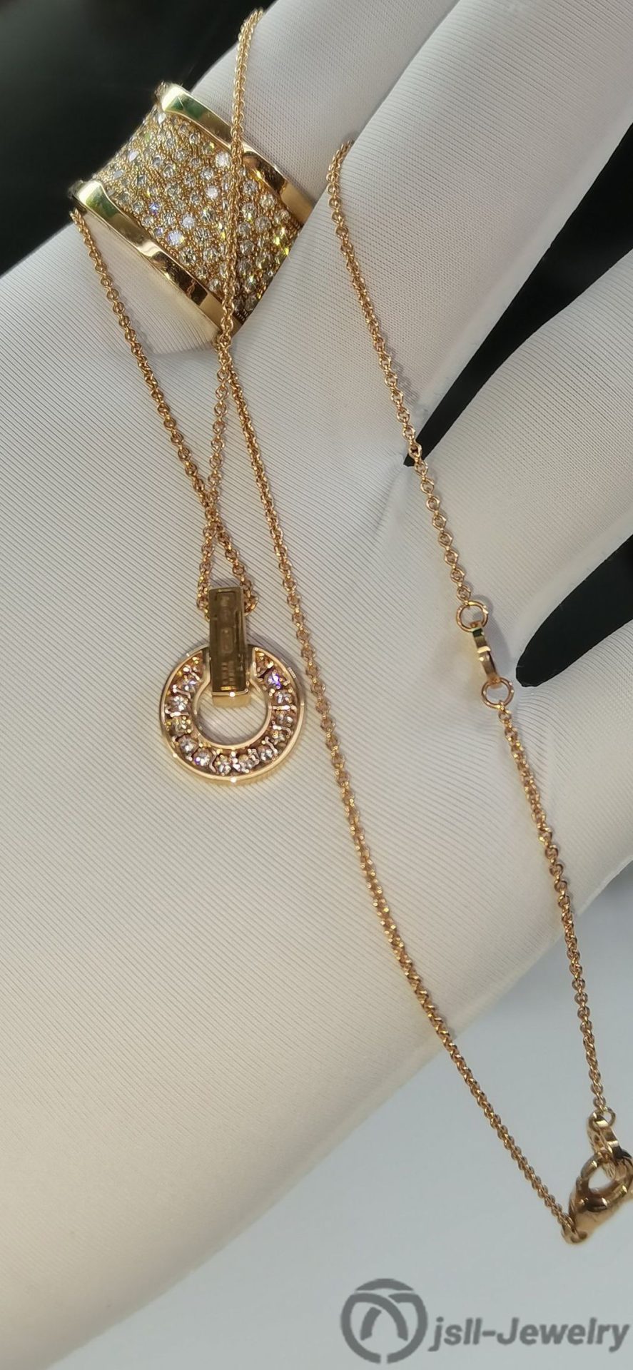 Jsll-Jewelry | 18K rose gold necklace set with diamonds