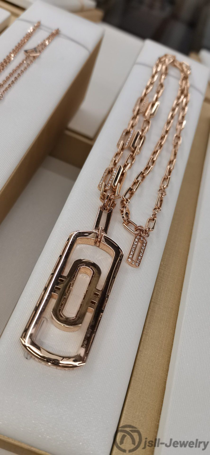 Jsll-Jewelry | 18K rose gold with diamonds, paper clip necklace