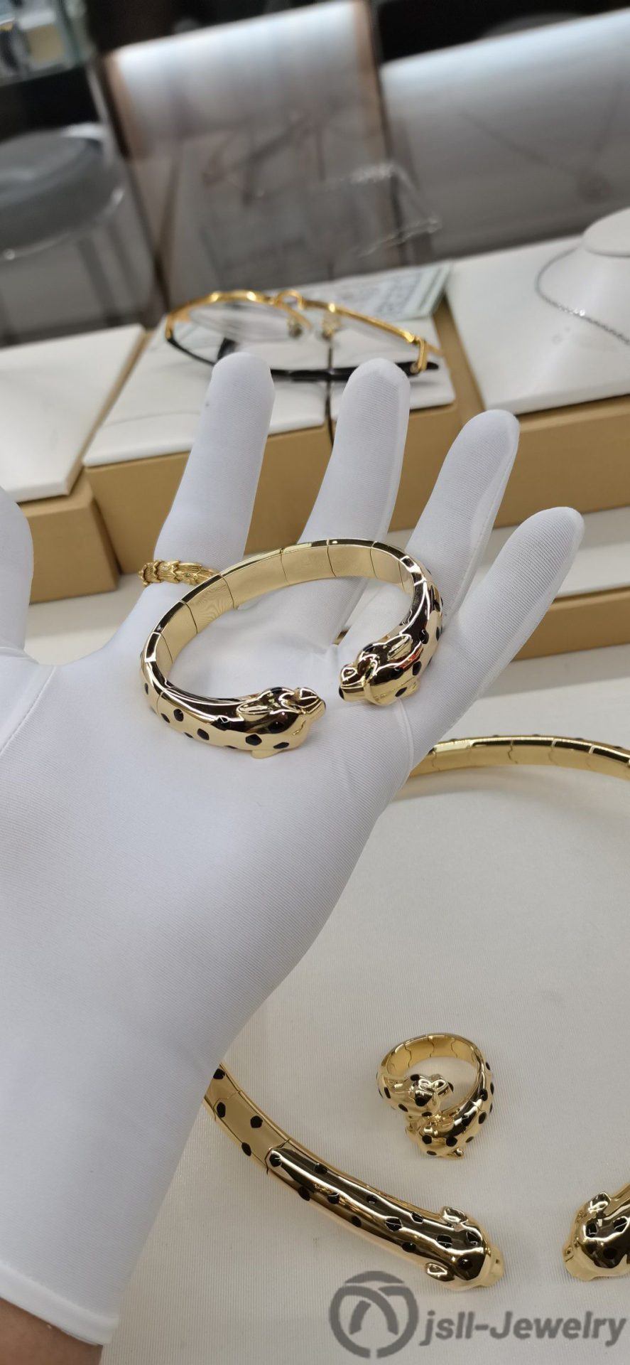 Jsll-Jewelry | 18-karat gold double-headed leopard head bracelet