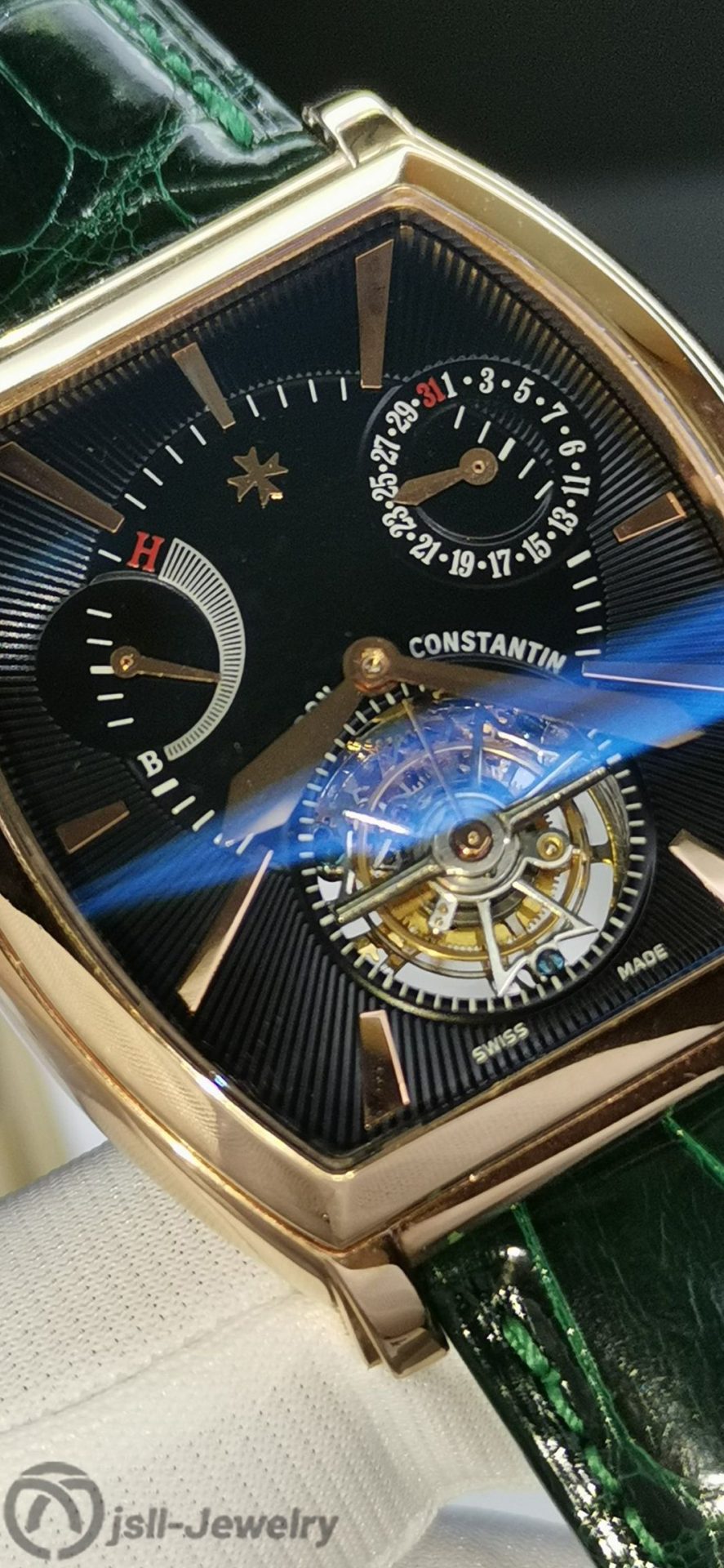 Jsll-Jewelry | Representative: Barrel calendar type, Manual Tourbillon rose gold Watch (gold plated)