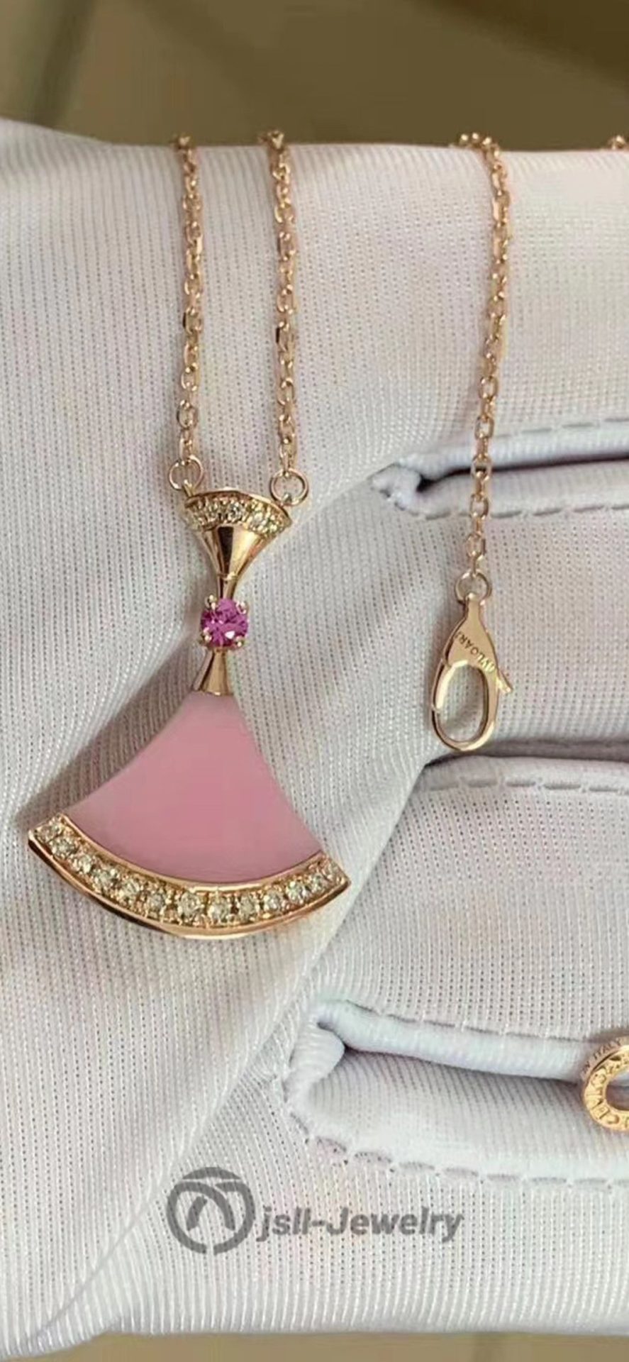 Jsll-Jewelry | 18-karat rose gold set with diamonds, rubies, new pink skirt necklace