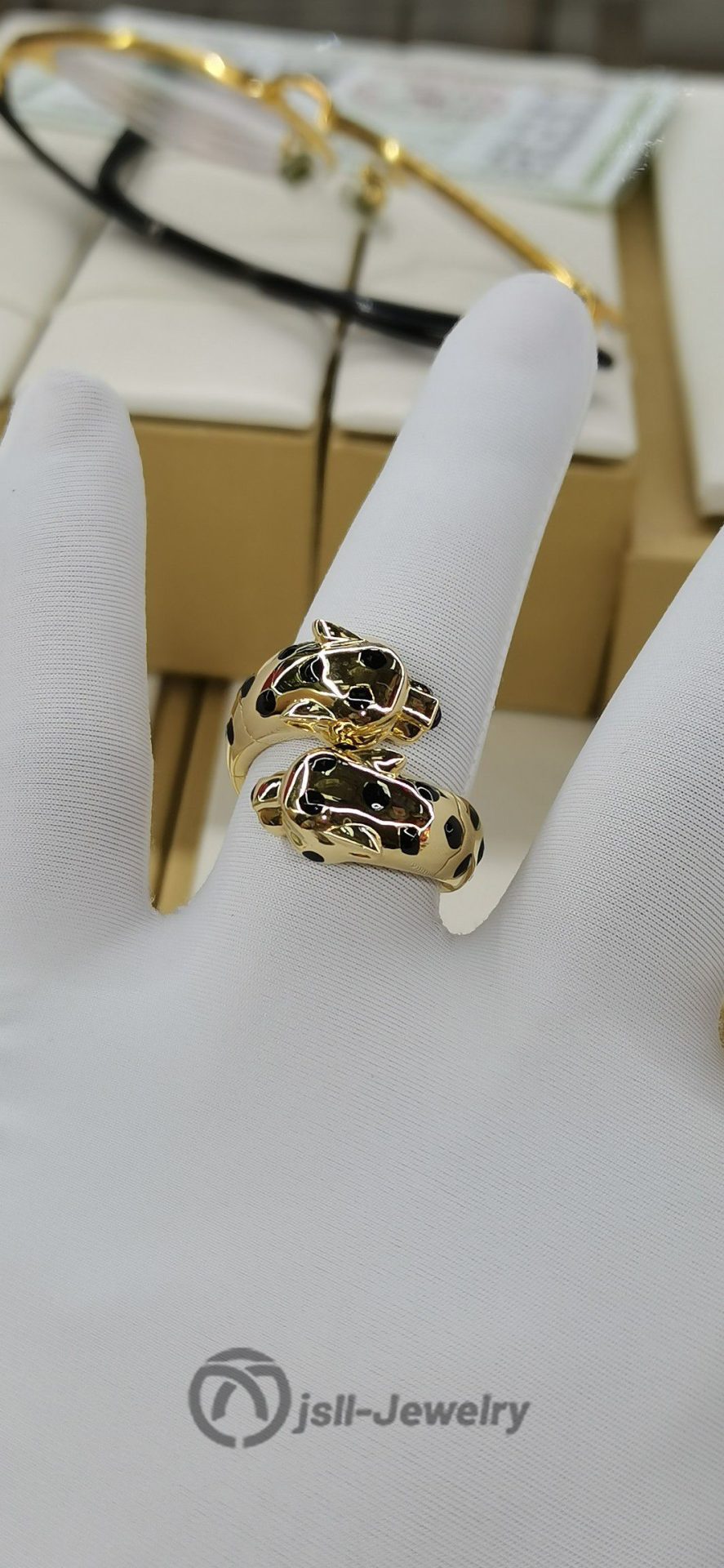 Jsll-Jewelry | 18K gold double leopard head big ring