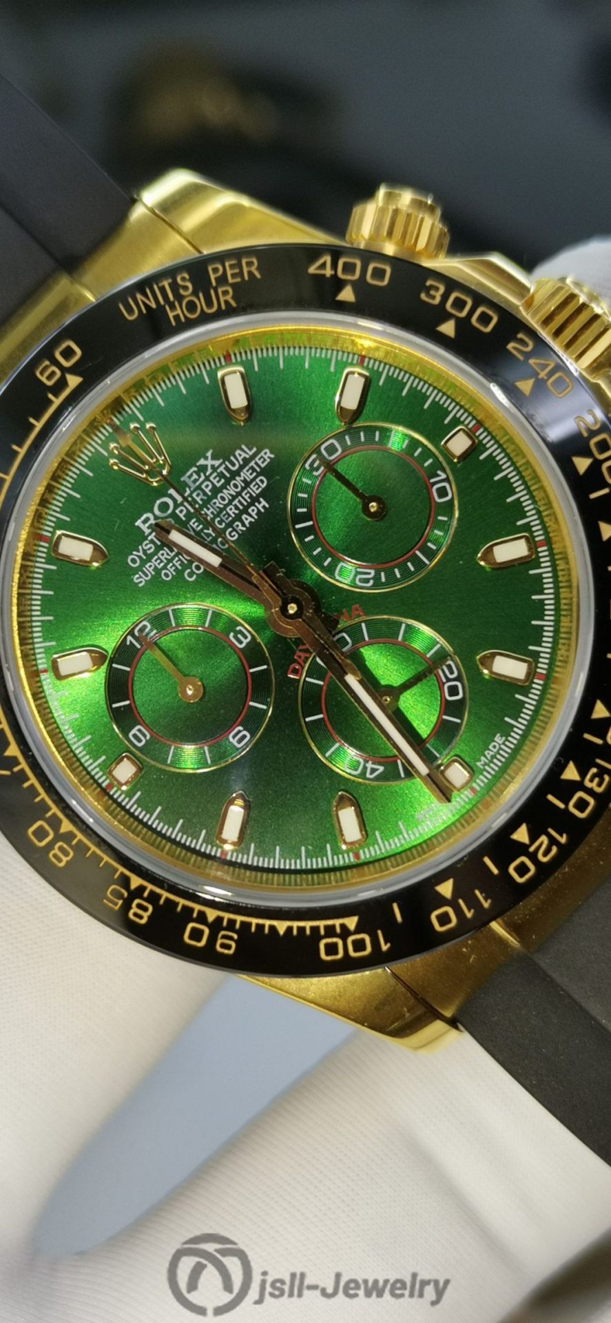 Jsll-Jewelry | Green Face Ditona Gold Watch (gold plated)